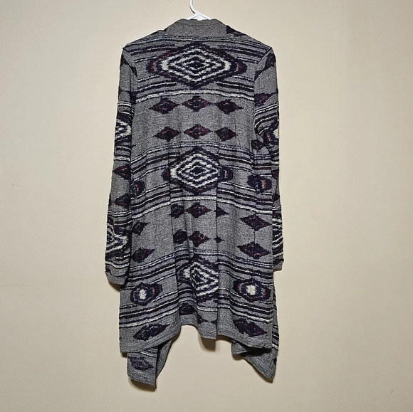 Lucky Brand Wool Blend Aztec Tribal Print Waterfall Cardigan Womens Size Medium - Picture 2 of 8